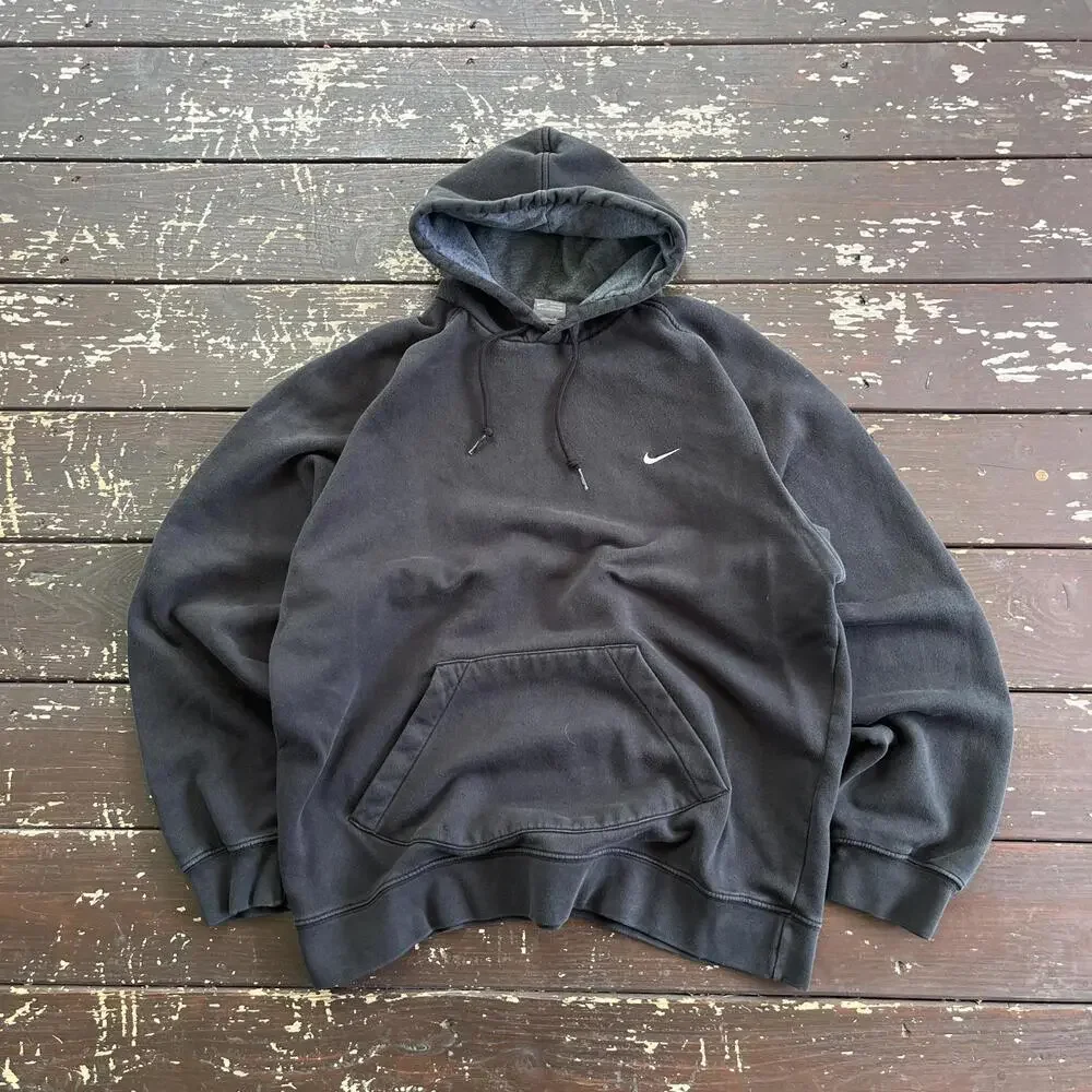 (XL) Vintage 90s Y2K Nike Hoodie Embroidered Swoosh Check - Picture 2 of 6